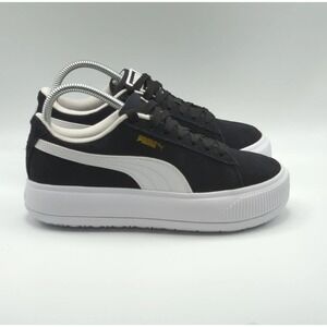 Puma Suede Platform Shoes Womens Size 7 Black White Low Top Sneakers 380686-02